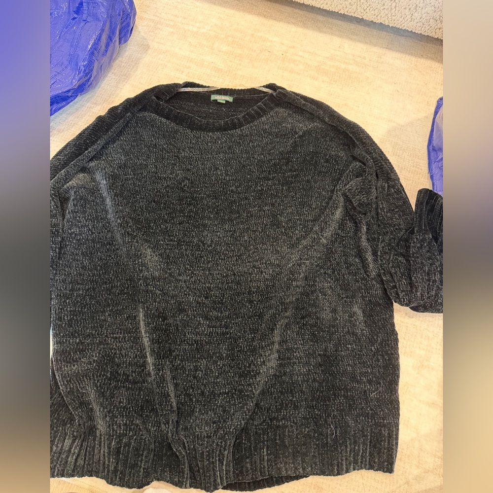 wild fable Black Chenille Scoop-Neck Pullover